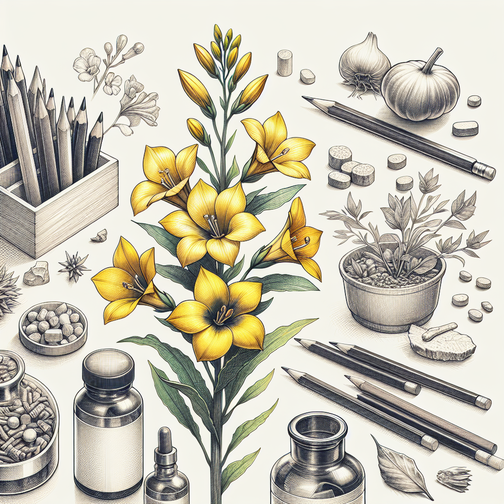 Pastelková ilustrace znázorňující téma: Bylinkářství