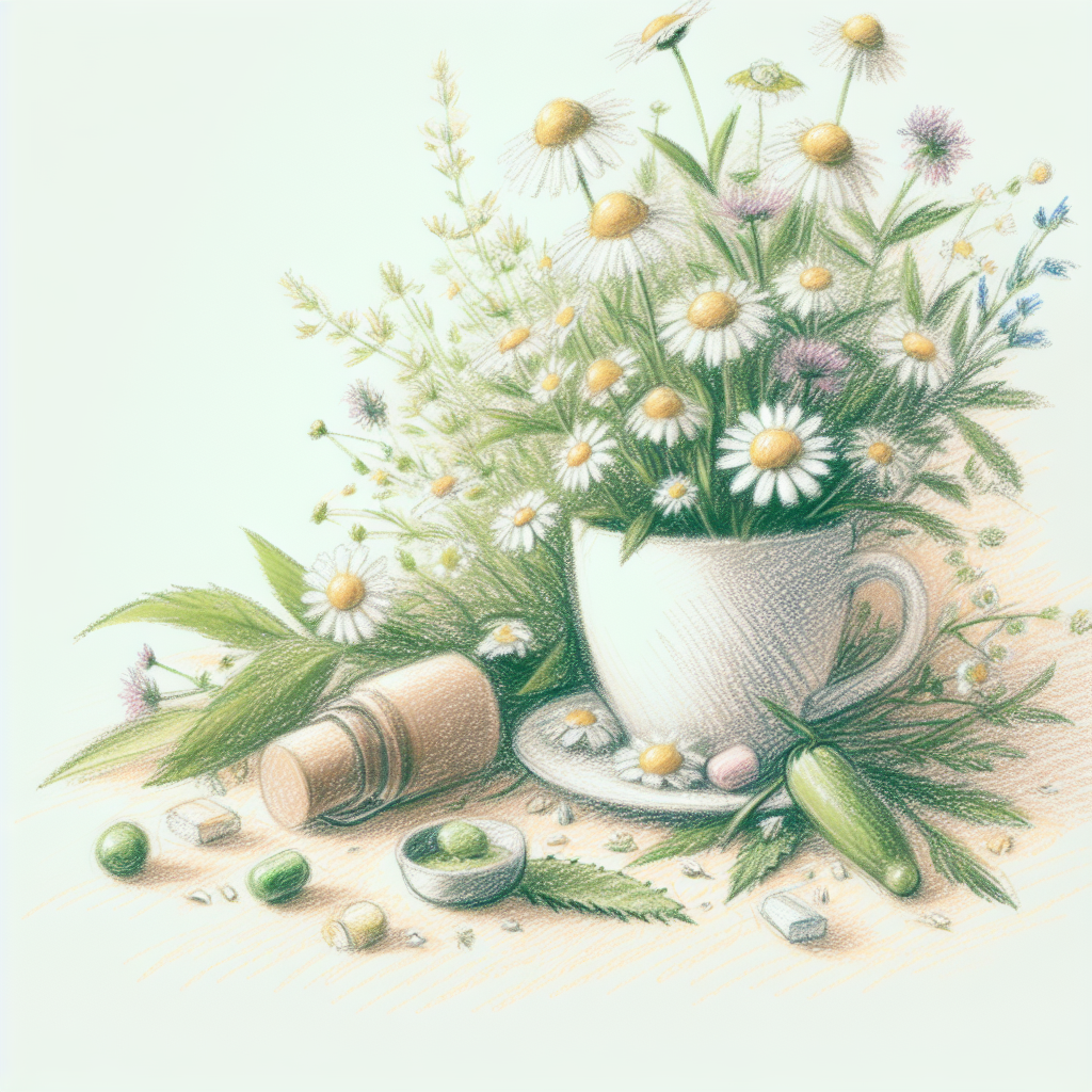 Pastelková ilustrace znázorňující téma: Léčivé rostliny